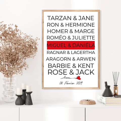 Tableau Couple Célèbre Personnalisé