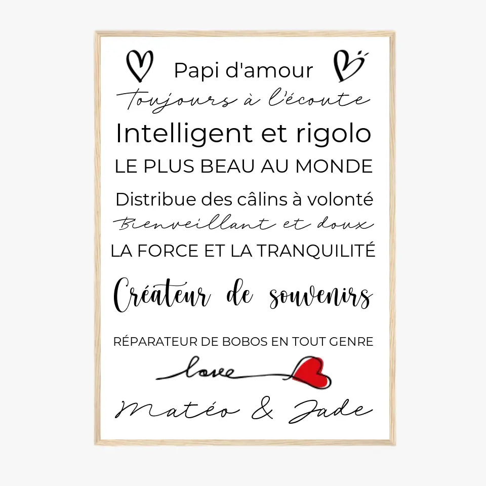 Tableau Famille Personnalisé Fête des Grands-Pères