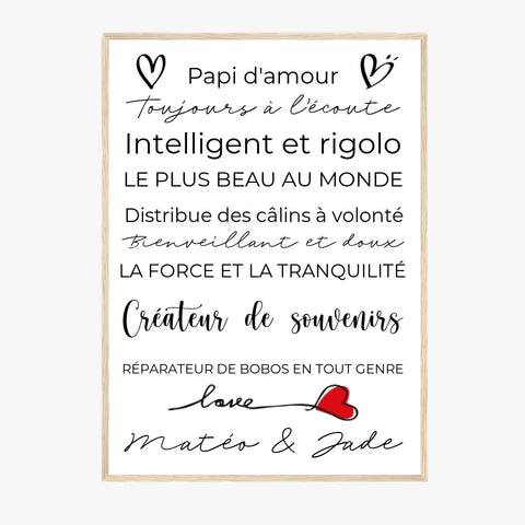 Tableau Famille Personnalisé Fête des Grands-Pères