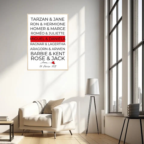 Tableau Couple Célèbre Personnalisé