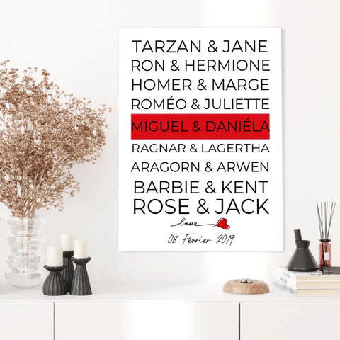 Tableau Couple Célèbre Personnalisé