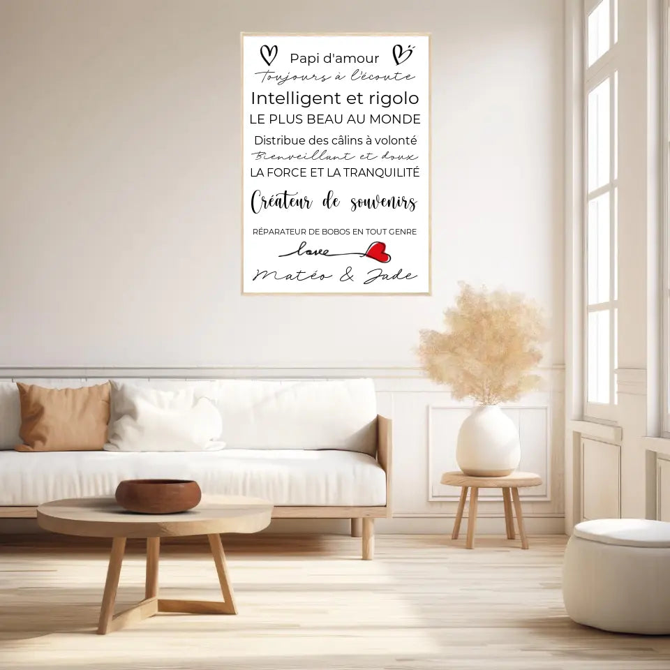 Tableau Famille Personnalisé Fête des Grands-Pères