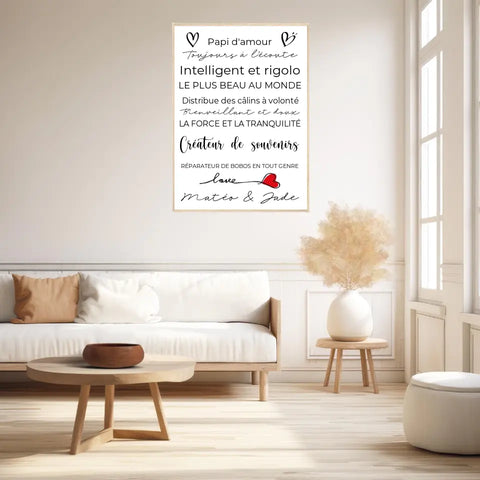 Tableau Famille Personnalisé Fête des Grands-Pères