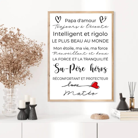 Tableau Famille Personnalisé Fête des Pères