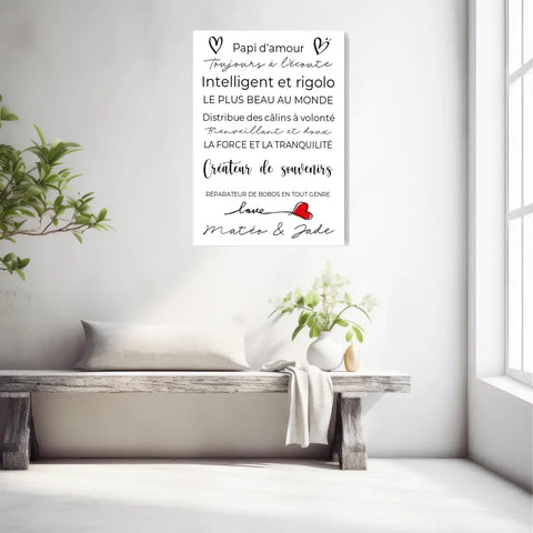 Tableau Famille Personnalisé Fête des Grands-Pères
