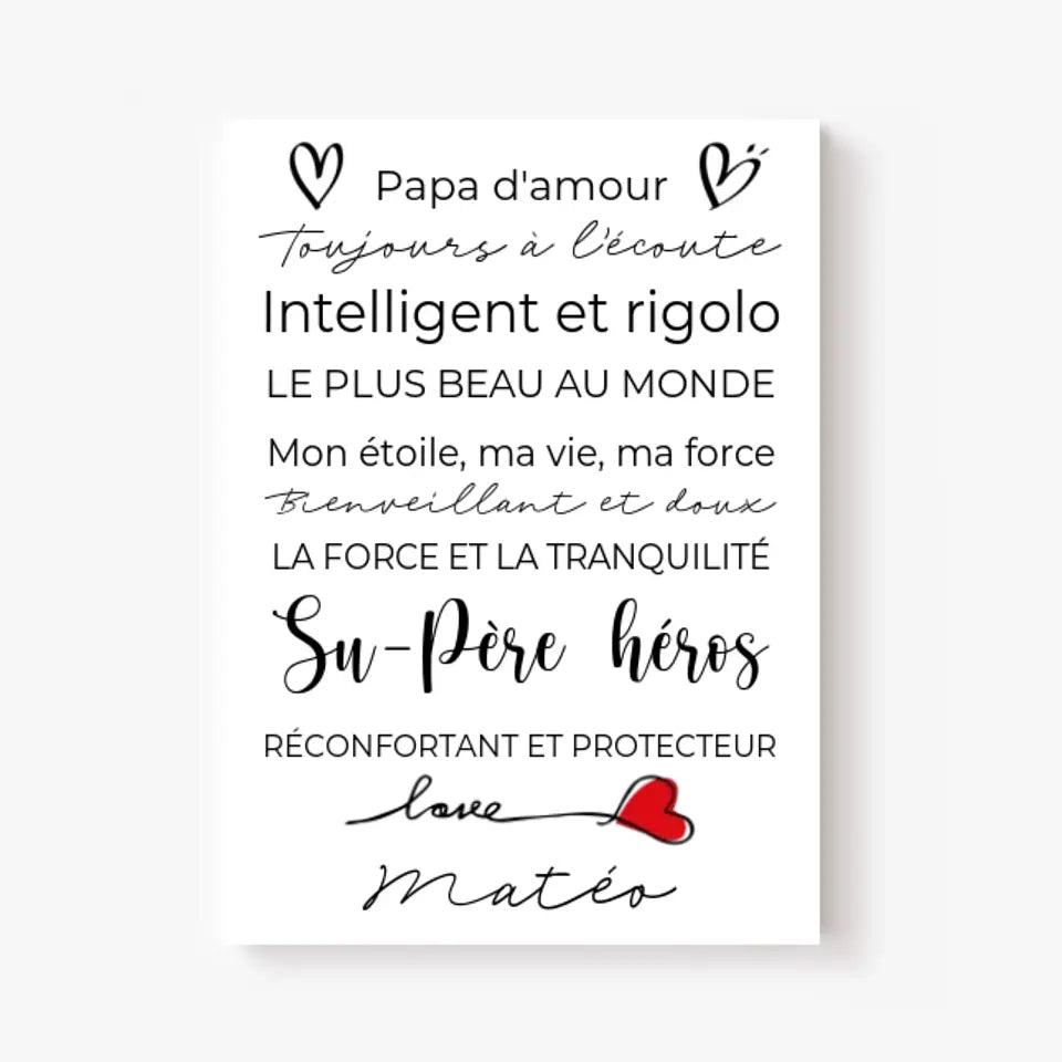 Tableau Famille Personnalisé Fête des Pères