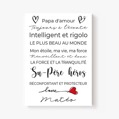 Tableau Famille Personnalisé Fête des Pères