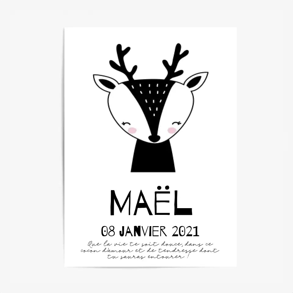 Tableau Naissance Personnalisé Biche