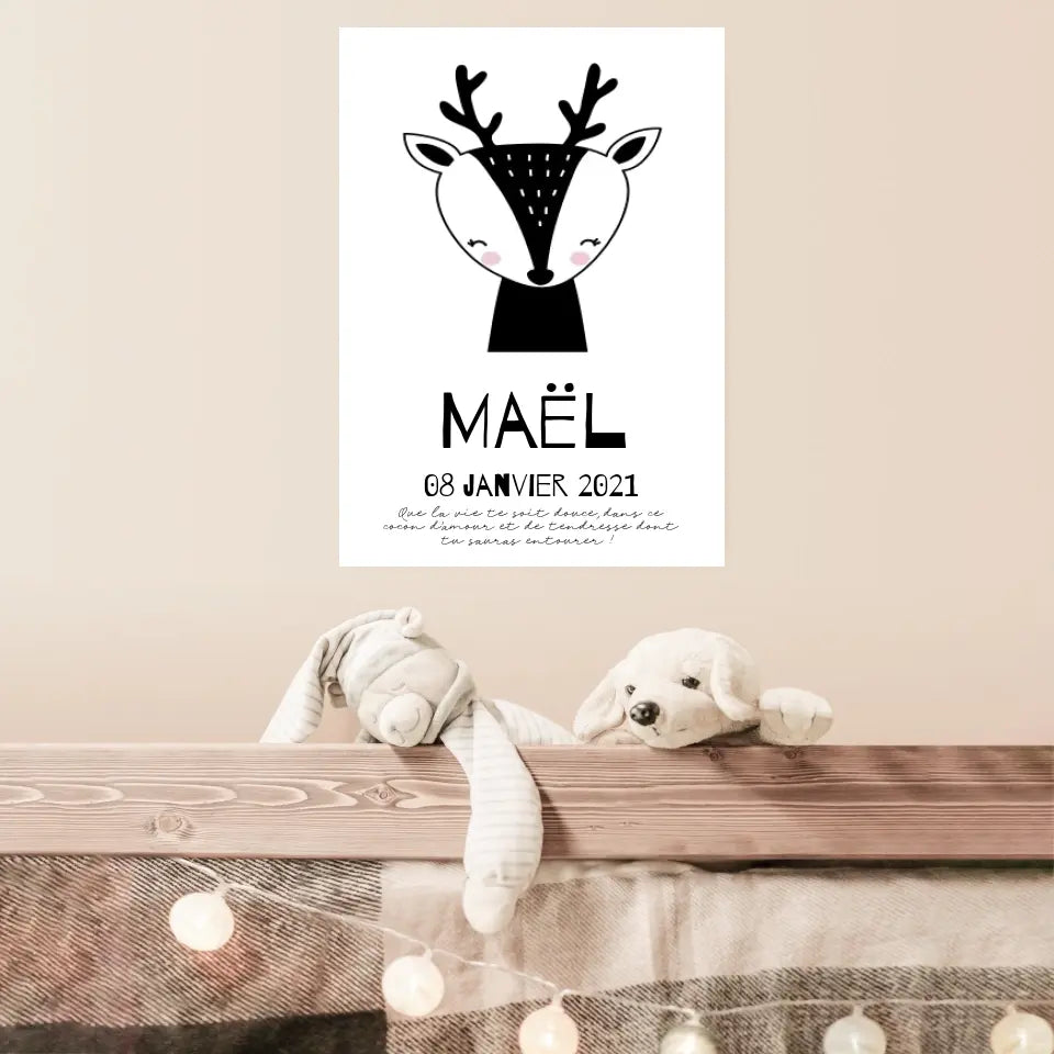 Tableau Naissance Personnalisé Biche