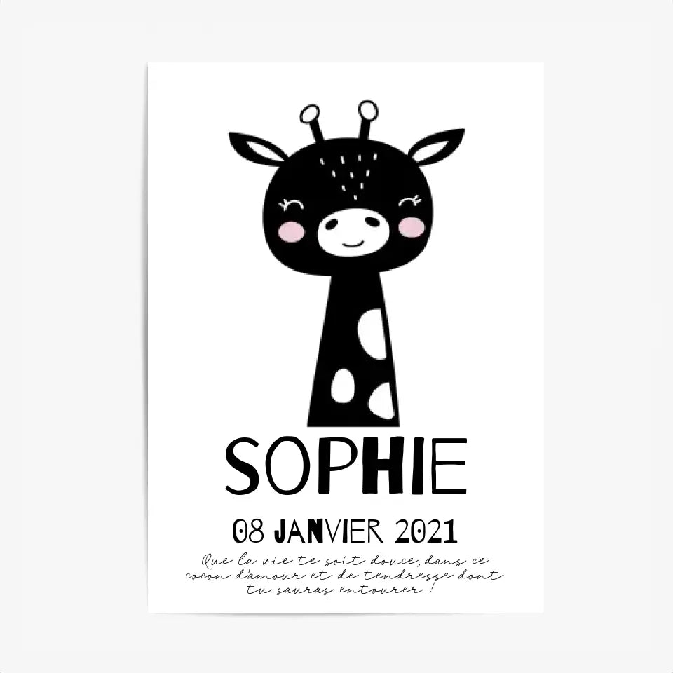 Tableau Naissance Personnalisé Girafe