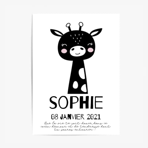 Tableau Naissance Personnalisé Girafe