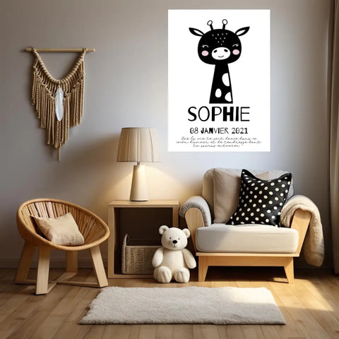 Tableau Naissance Personnalisé Girafe