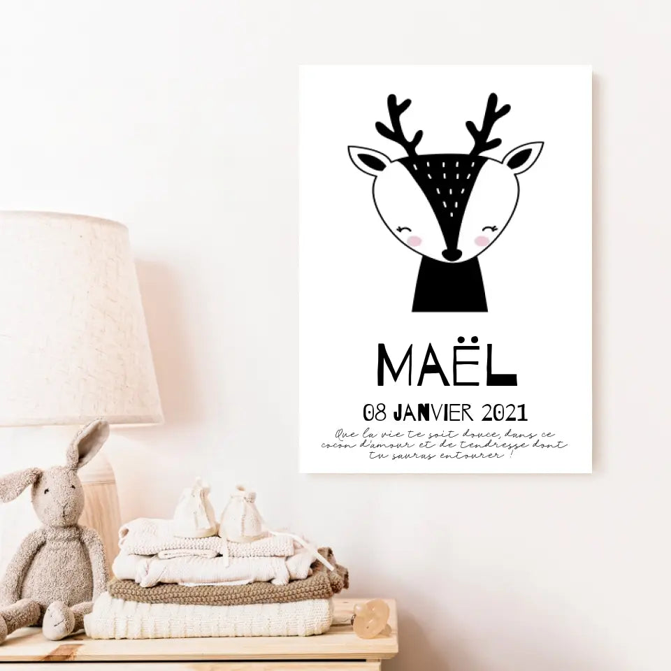 Tableau Naissance Personnalisé Biche