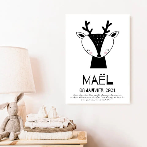 Tableau Naissance Personnalisé Biche
