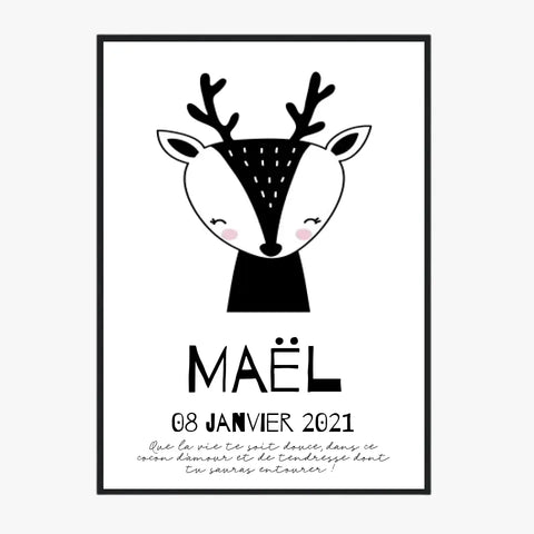 Tableau Naissance Personnalisé Biche