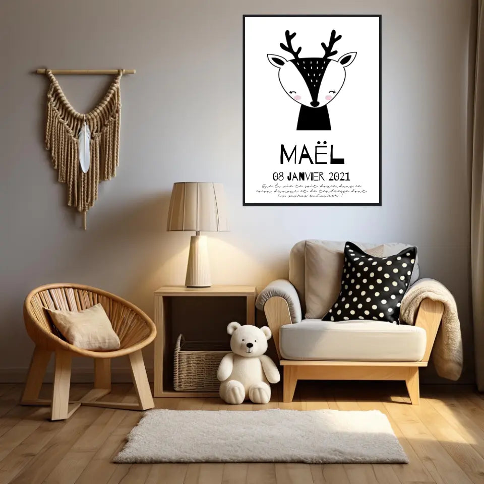 Tableau Naissance Personnalisé Biche