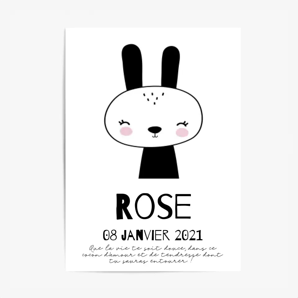 Tableau Naissance Personnalisé Lapin
