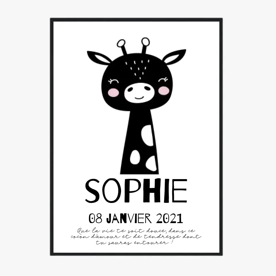 Tableau Naissance Personnalisé Girafe