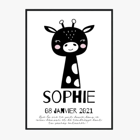 Tableau Naissance Personnalisé Girafe