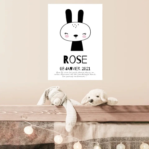 Tableau Naissance Personnalisé Lapin