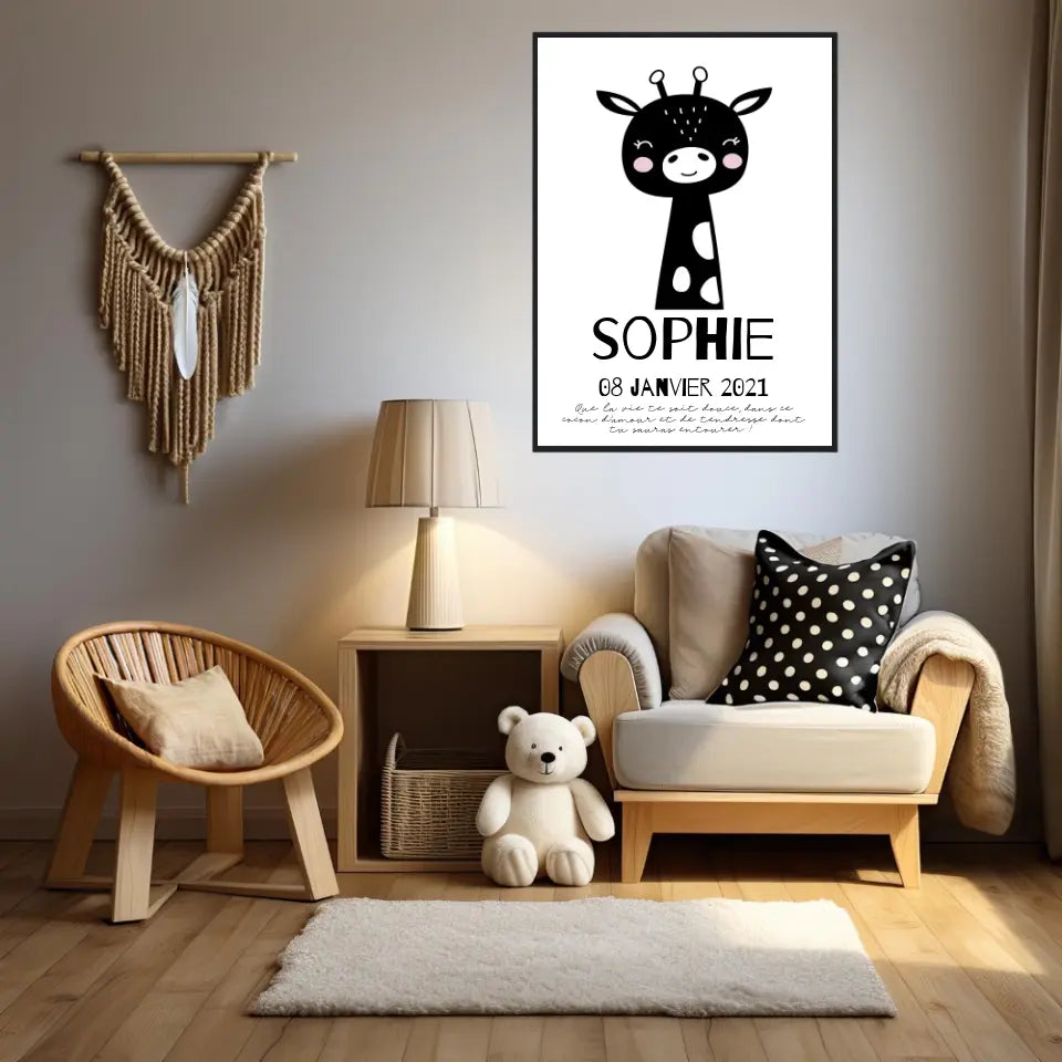 Tableau Naissance Personnalisé Girafe
