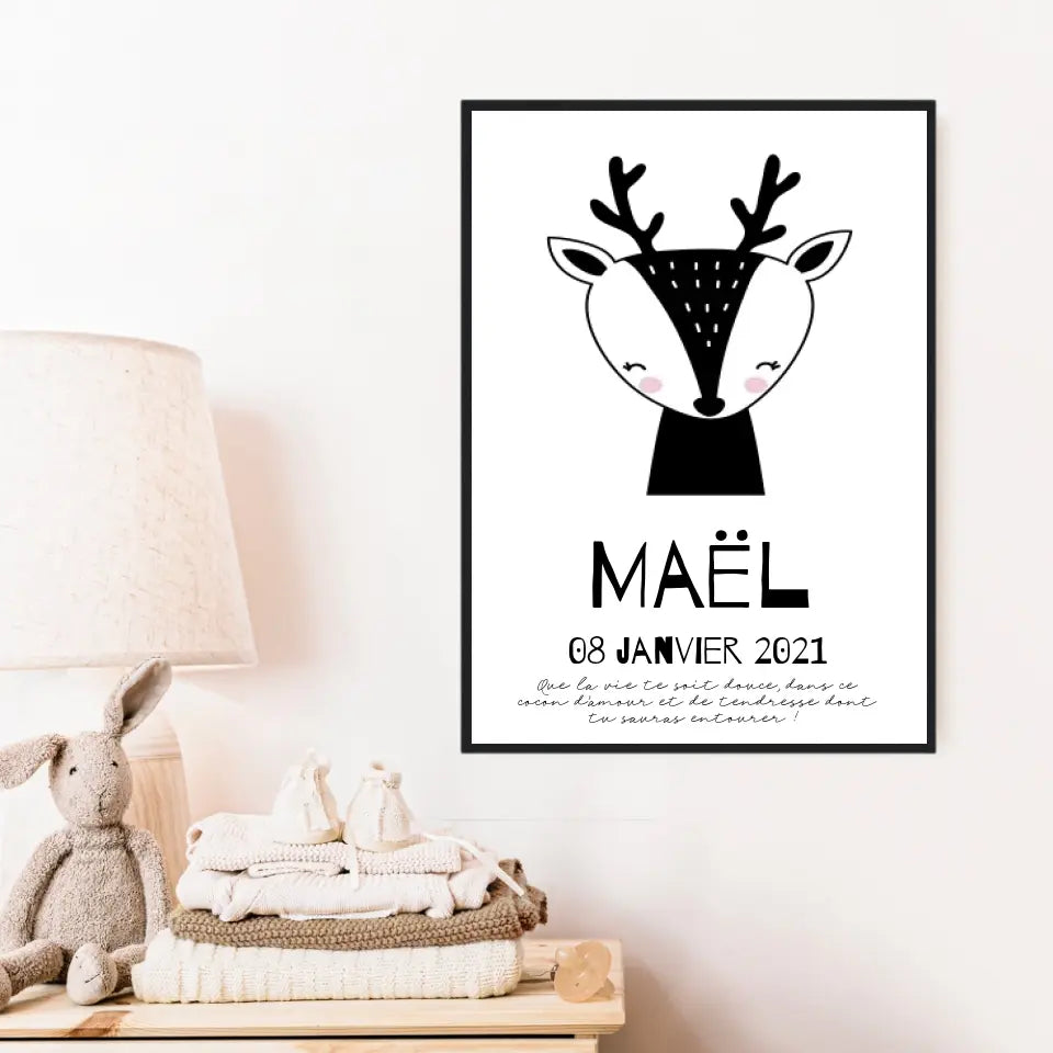 Tableau Naissance Personnalisé Biche