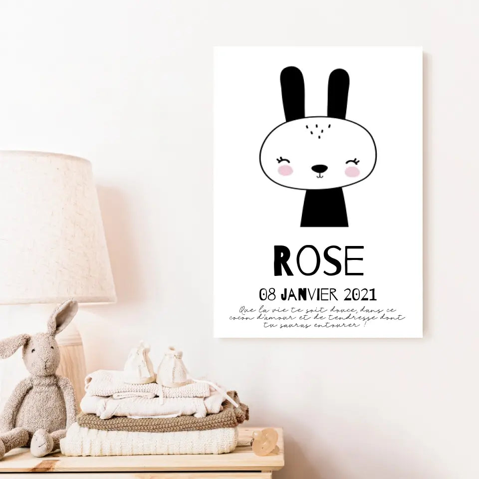 Tableau Naissance Personnalisé Lapin