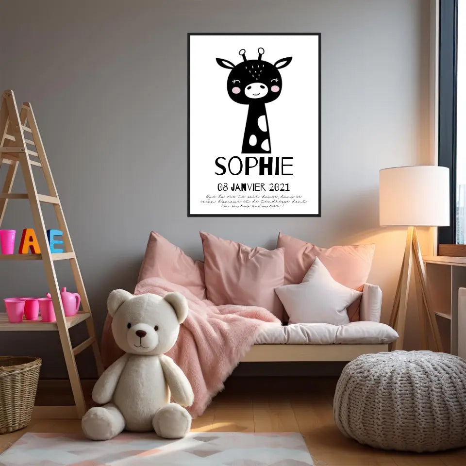 Tableau Naissance Personnalisé Girafe