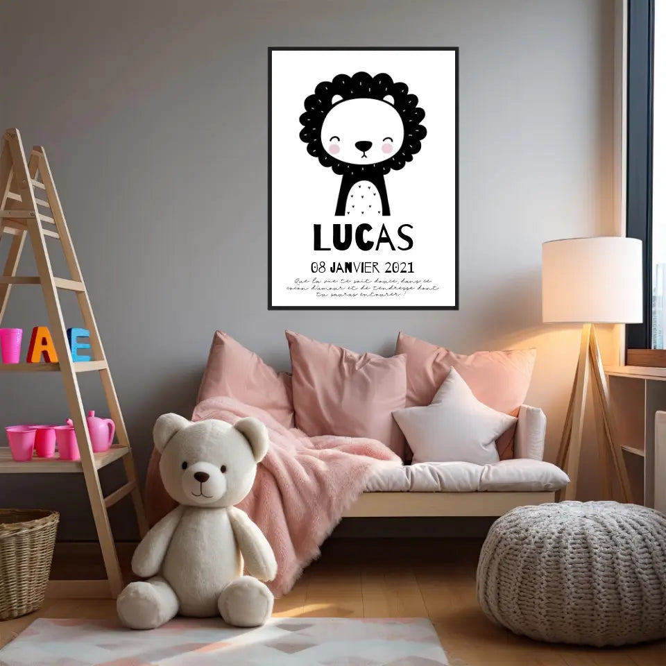 Tableau Naissance Personnalisé Lion