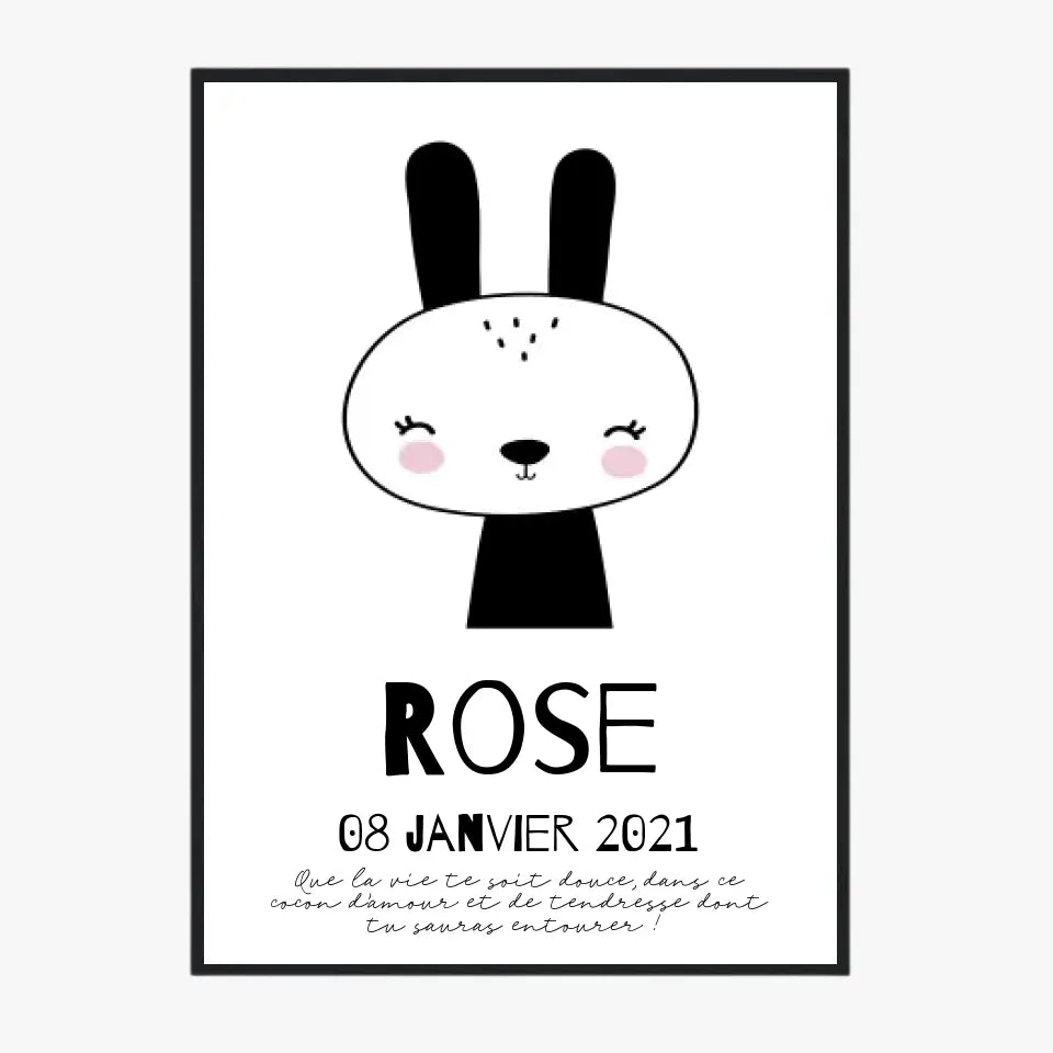 Tableau Naissance Personnalisé Lapin