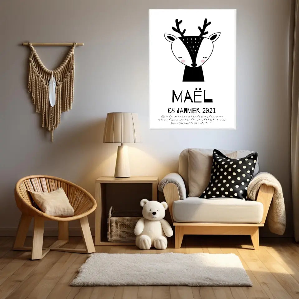 Tableau Naissance Personnalisé Biche