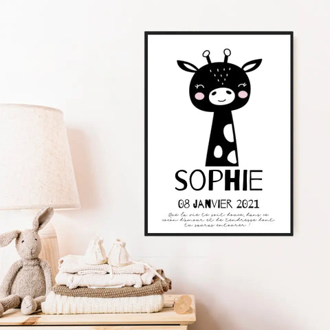 Tableau Naissance Personnalisé Girafe