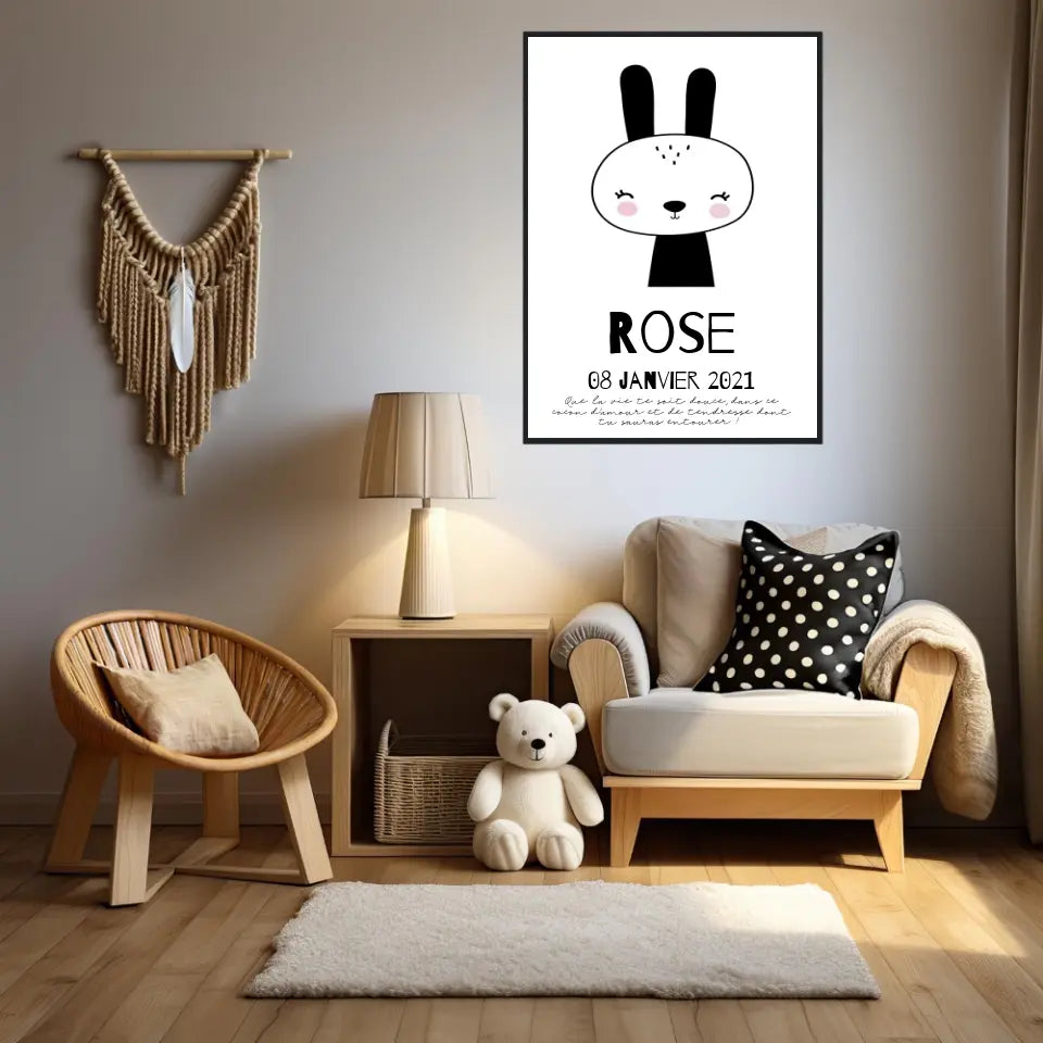 Tableau Naissance Personnalisé Lapin