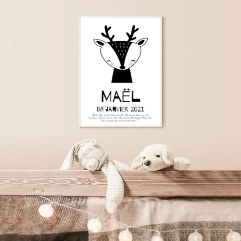 Tableau Naissance Personnalisé Biche