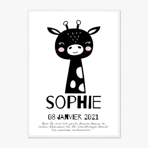 Tableau Naissance Personnalisé Girafe