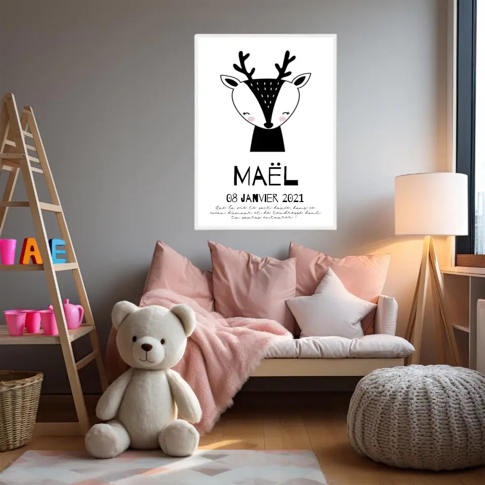 Tableau Naissance Personnalisé Biche
