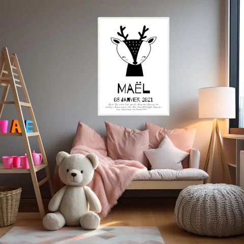 Tableau Naissance Personnalisé Biche