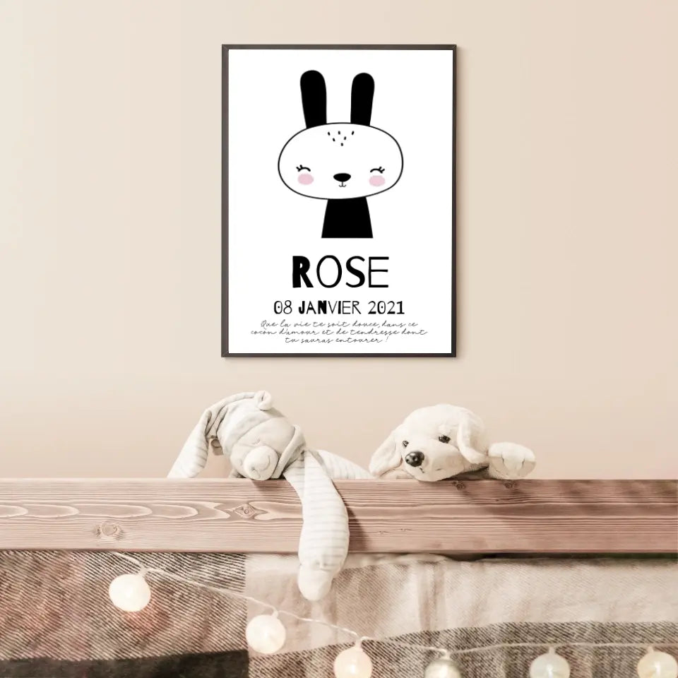 Tableau Naissance Personnalisé Lapin