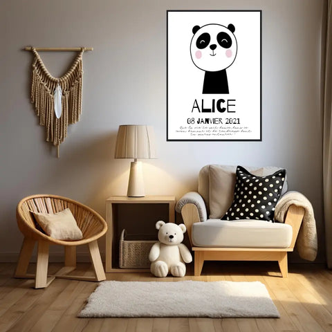Tableau Naissance Personnalisé Panda