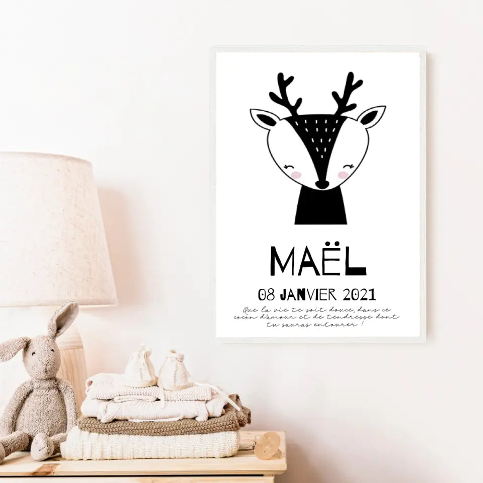 Tableau Naissance Personnalisé Biche