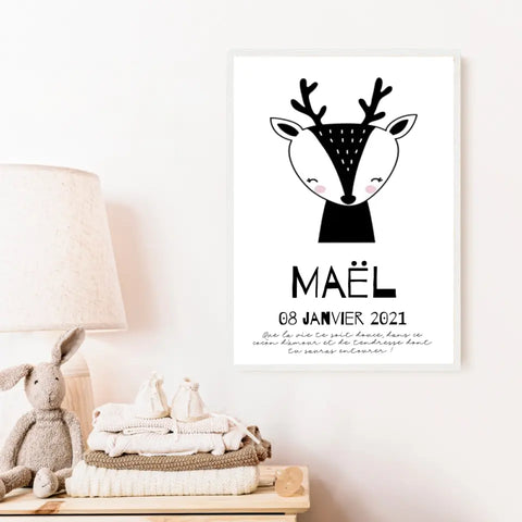 Tableau Naissance Personnalisé Biche