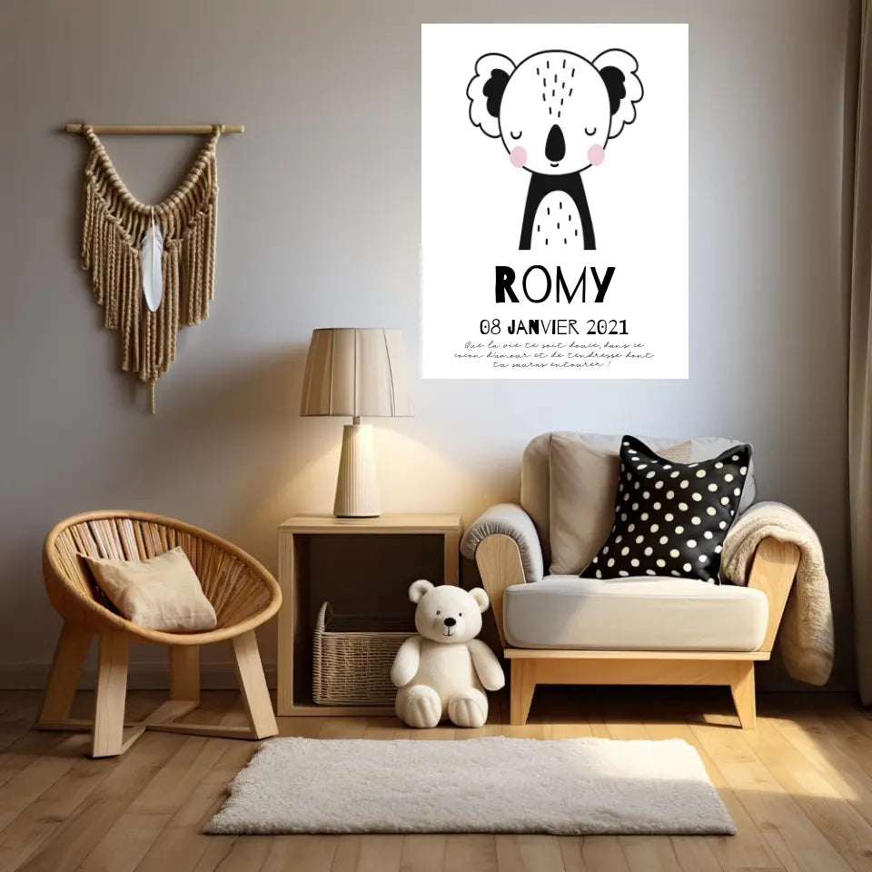 Tableau Naissance Personnalisé Koala