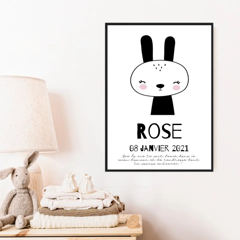 Tableau Naissance Personnalisé Lapin
