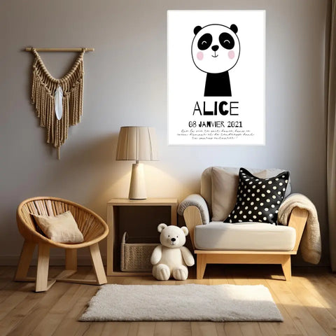 Tableau Naissance Personnalisé Panda