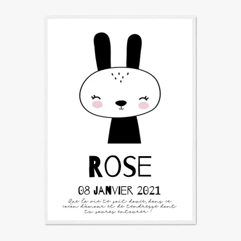 Tableau Naissance Personnalisé Lapin