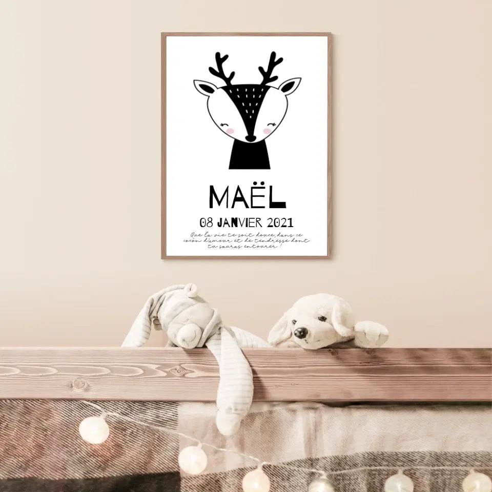 Tableau Naissance Personnalisé Biche