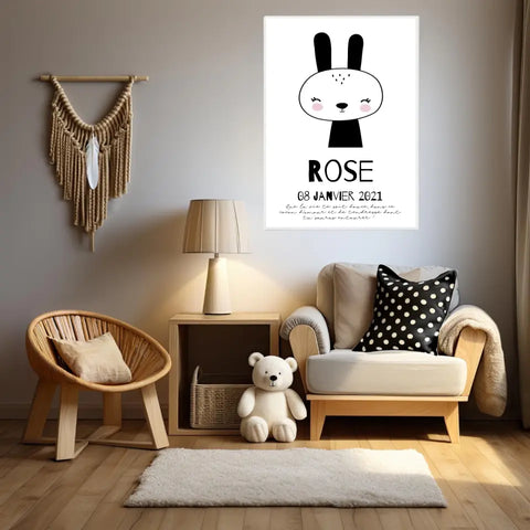 Tableau Naissance Personnalisé Lapin