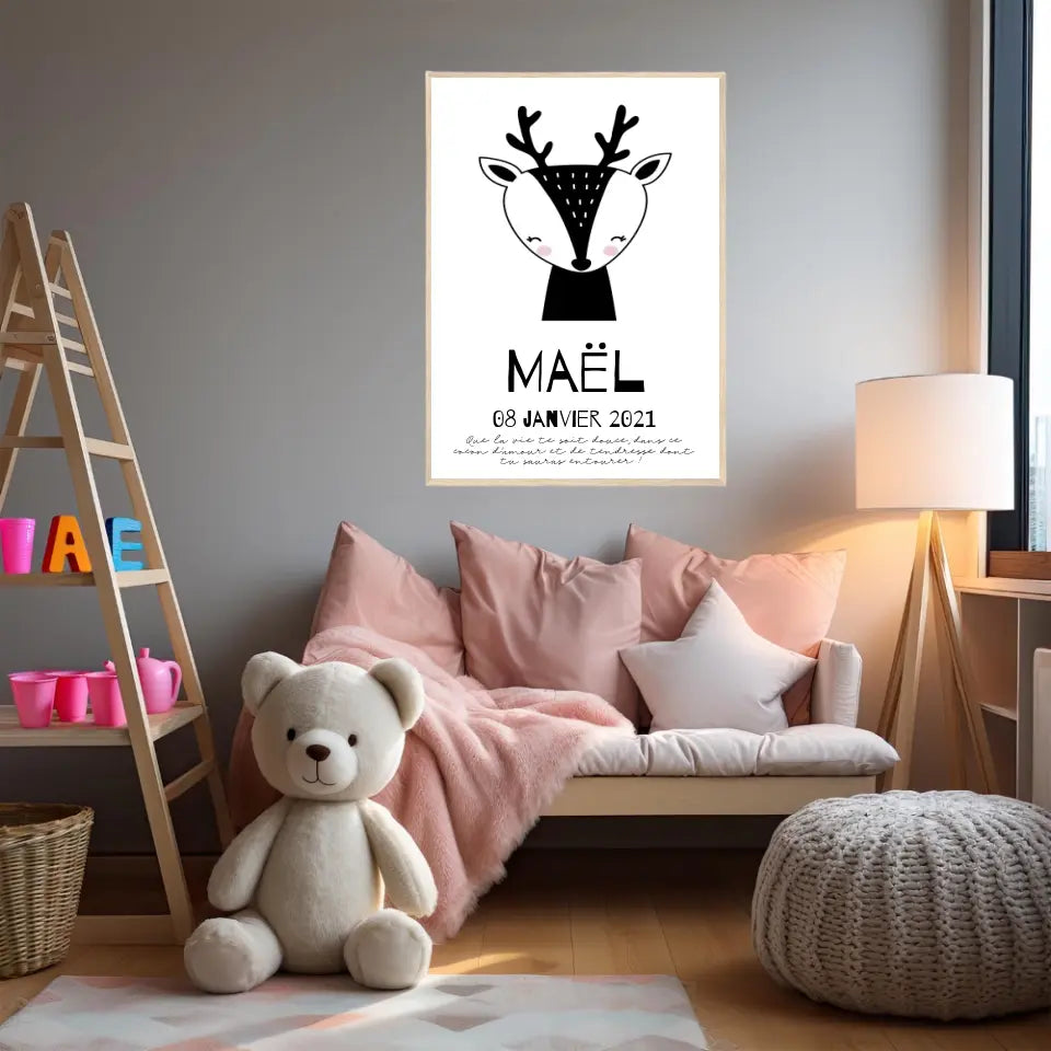 Tableau Naissance Personnalisé Biche
