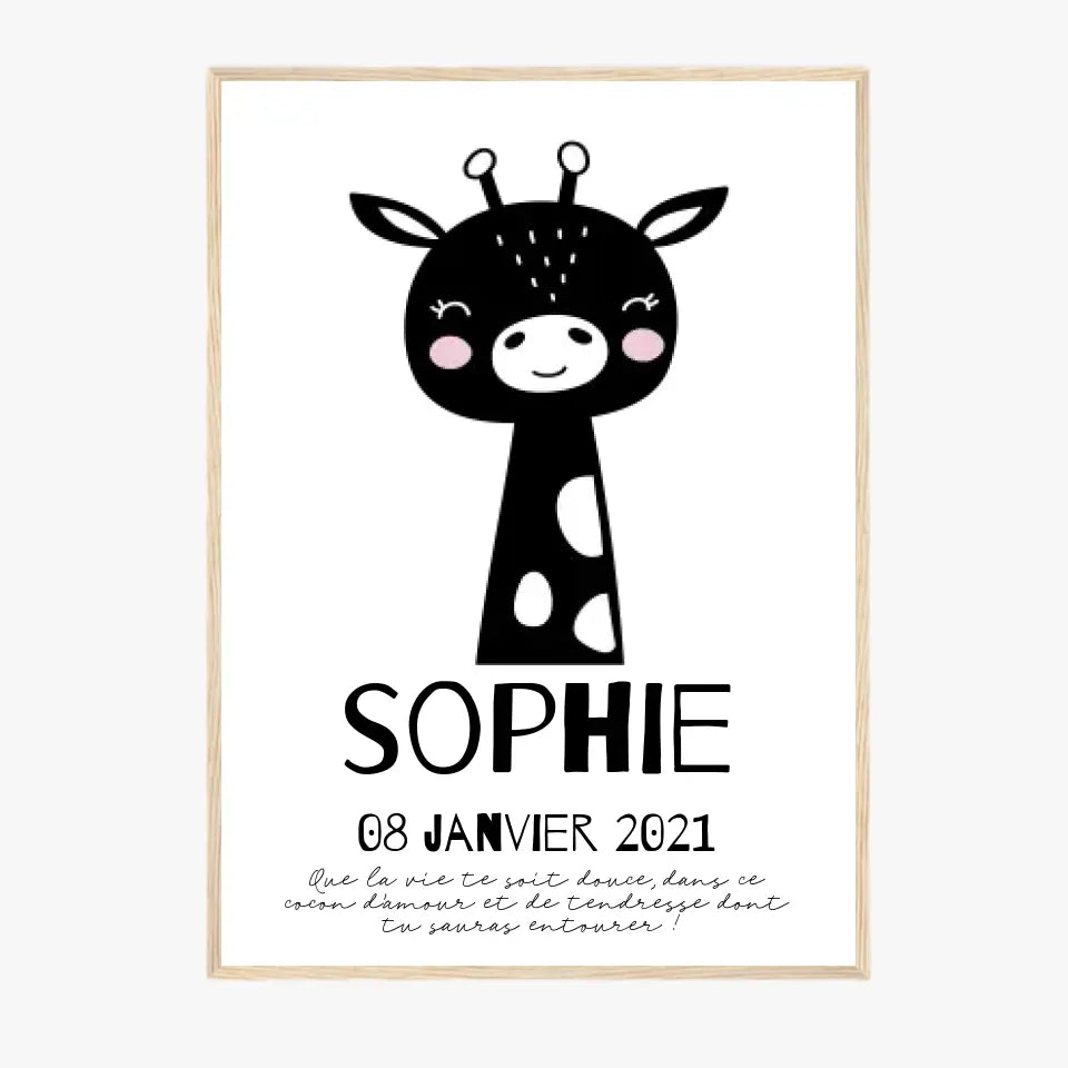 Tableau Naissance Personnalisé Girafe