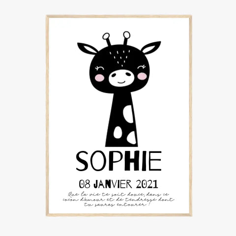 Tableau Naissance Personnalisé Girafe